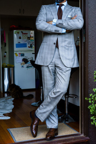 Какие оксфорды носить с серым костюмом