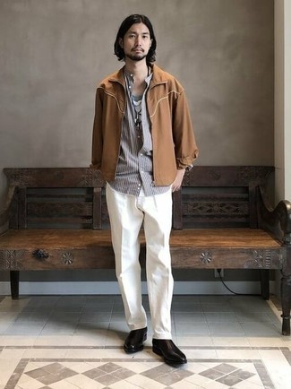 Какие ботинки челси носить с серой майкой мужчине