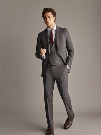 С чем носить серый костюм-тройку