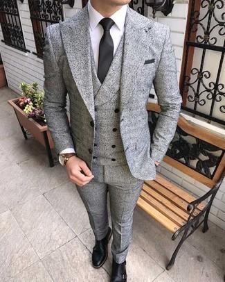 Какие монки носить с серым костюмом-тройкой