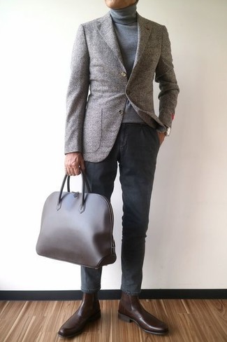 Какие пиджаки носить с серой водолазкой мужчине