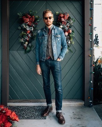 С чем носить серый жилет осень