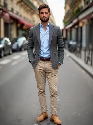 С чем носить серую шерстяную куртку мужчине