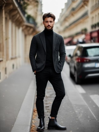 С чем носить серую шерстяную куртку мужчине