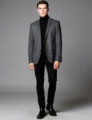 С чем носить серую шерстяную куртку мужчине