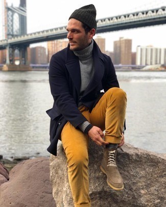 С чем носить серую шерстяную водолазку мужчине