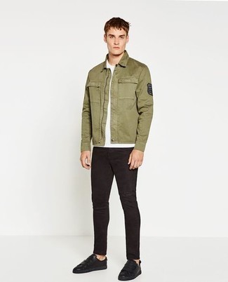 Как носить куртку харрингтон с зауженными джинсами