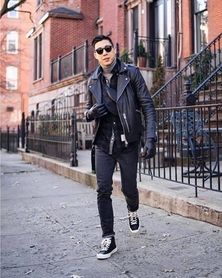 Как носить высокие кеды с косухой мужчине