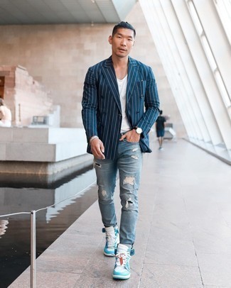 Как носить высокие кеды с пиджаком мужчине