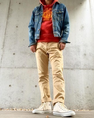 Как носить высокие кеды с джинсовой курткой мужчине