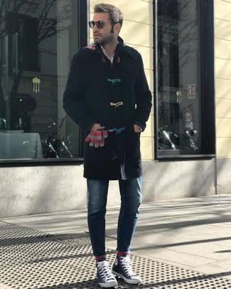 С чем носить шерстяные перчатки в горизонтальную полоску мужчине