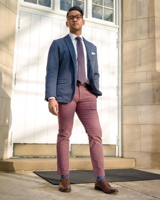 Какие пиджаки носить с ярко-розовыми брюками чинос