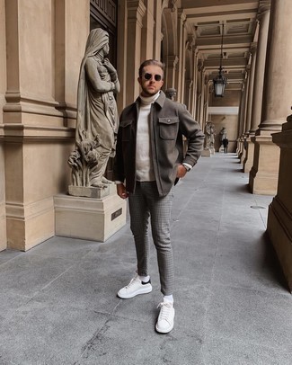 С чем носить брюки с узором "гусиные лапки" мужчине