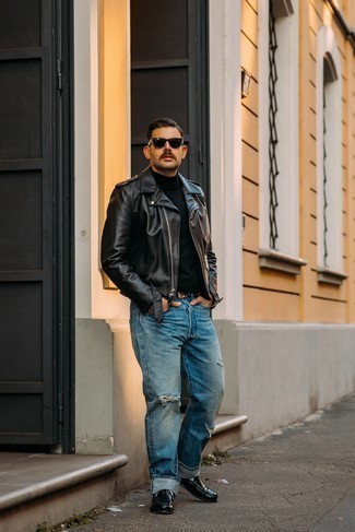 Как носить джинсы с косухой мужчине