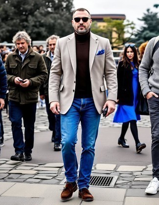 Как носить джинсы с пиджаком мужчине