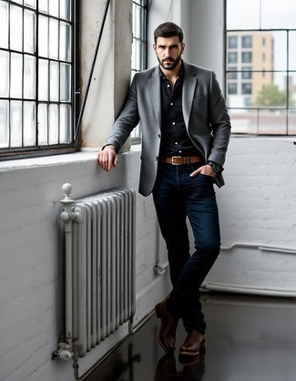 Как носить джинсы с пиджаком мужчине