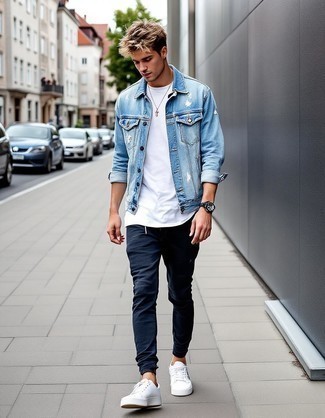 Как носить джинсы с джинсовой курткой мужчине