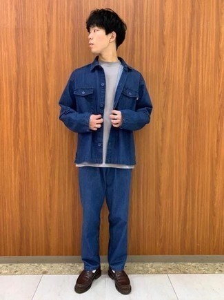 Как носить джинсы с джинсовой рубашкой мужчине