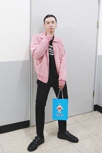 Как носить джинсы с курткой харрингтон