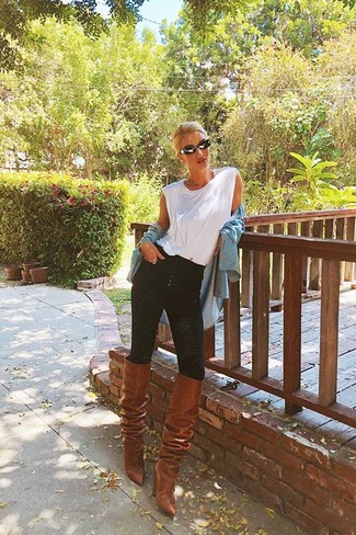 Как носить джинсы с сапогами