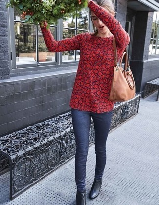 Как носить джинсы с блузкой с длинным рукавом