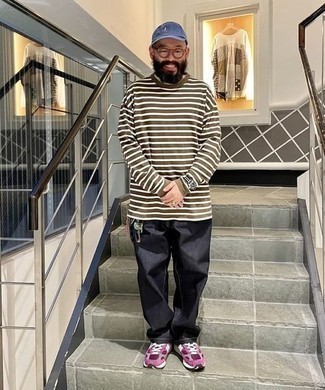 Как носить джинсы с футболкой с длинным рукавом мужчине