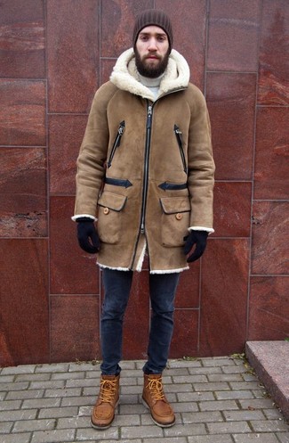 Как носить джинсы с дубленкой мужчине