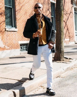 Как носить джинсы с дубленкой мужчине