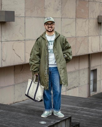 Как носить джинсы с свитшотем мужчине