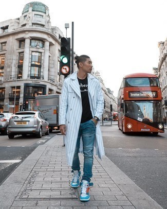 Как носить джинсы с плащом мужчине