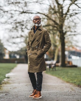 Как носить джинсы с плащом мужчине