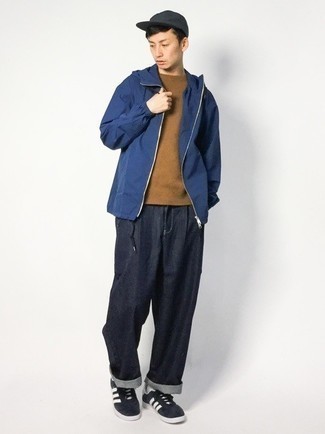 Как носить джинсы с ветровкой мужчине