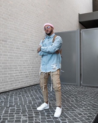 С чем носить светло-коричневые брюки карго