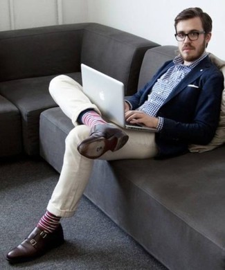 Какие монки носить с светло-коричневыми брюками чинос