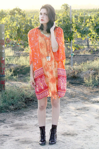 Как носить кимоно с ботильонами на шнуровке