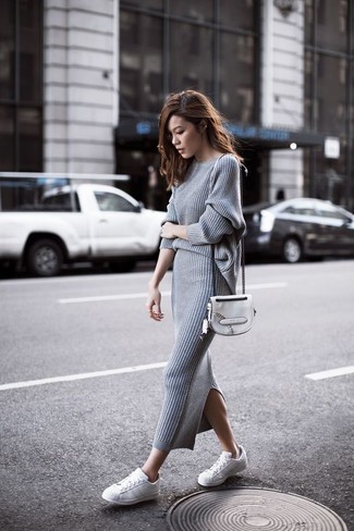 С чем носить вязаную юбку-миди