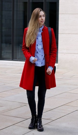 Как носить ботинки на шнуровке с пальто женщине