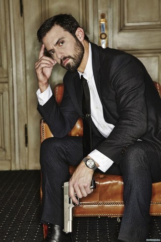 С чем носить кожаные классические ботинки мужчине