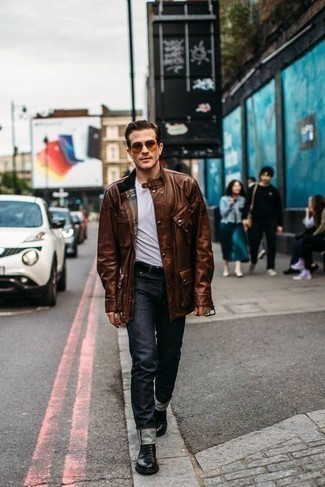 С чем носить кожаную полевую куртку