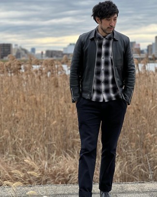 С чем носить кожаную куртку харрингтон