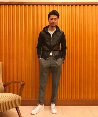 С чем носить кожаный худи мужчине