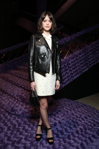 Какие платья носить с кожаной курткой весна