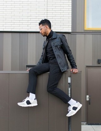 С чем носить кожаную куртку-рубашку мужчине