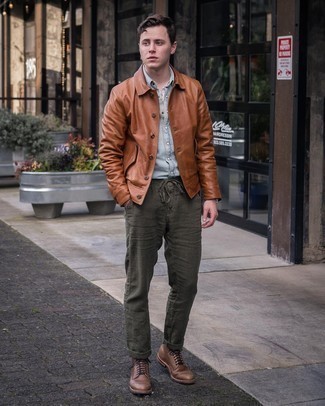 С чем носить кожаную куртку-рубашку мужчине