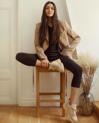 Как носить леггинсы с пиджаком