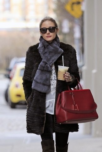 Как носить леггинсы с шубой