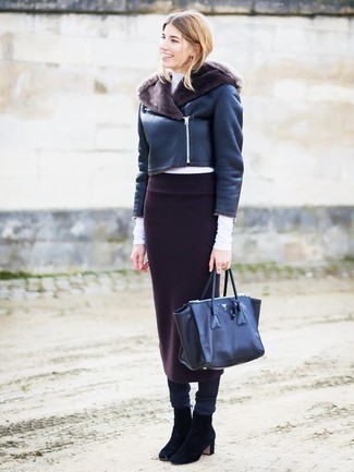 Как носить леггинсы с короткой дубленкой