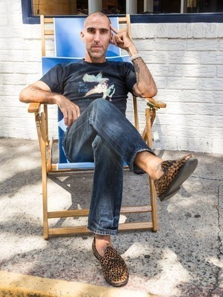 С чем носить лоферы с леопардовым принтом мужчине