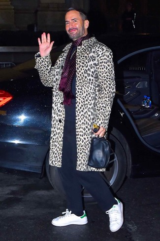 С чем носить длинное пальто с леопардовым принтом