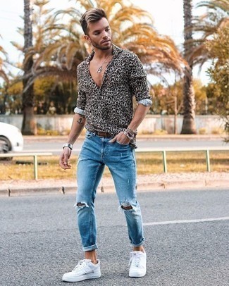 С чем носить рубашку с леопардовым принтом мужчине